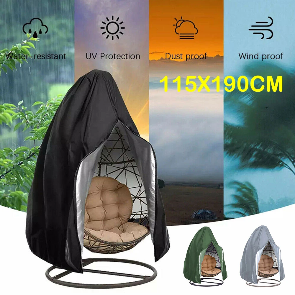 Hanging Chair Cover with Zipper Anti UV Sun Protector Rattan Eggshell Swing Chair Dust Cover Waterproof Outdoor Garden Furniture