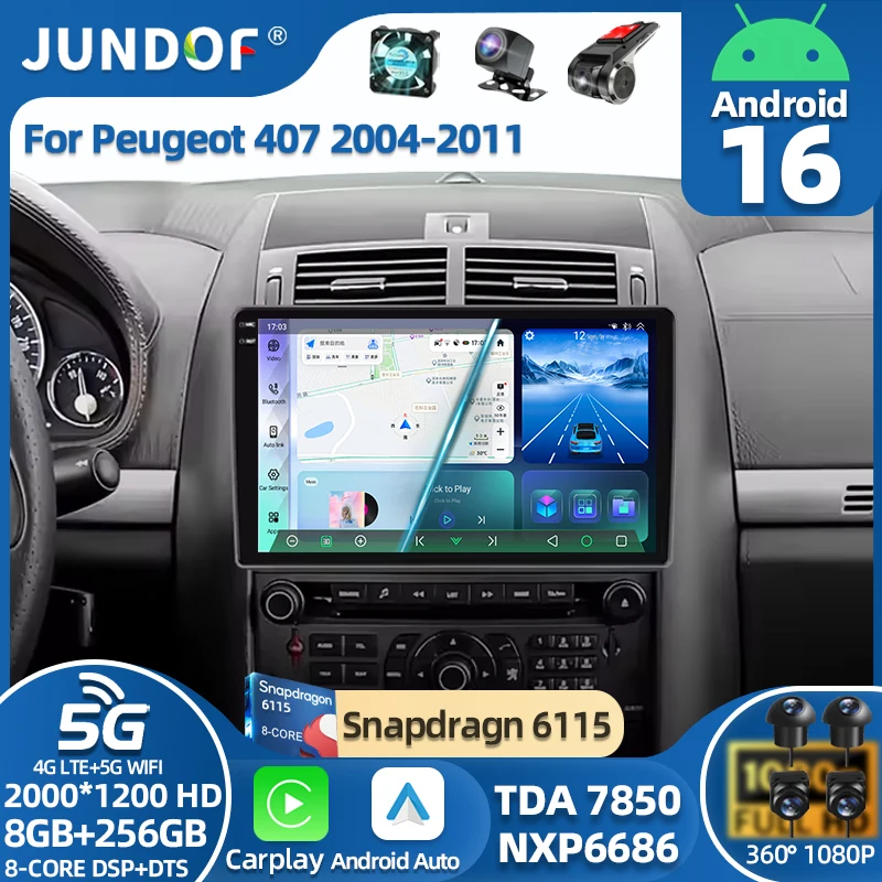 Android 16 Carplay Car Radio Multimedia For Peugeot 407 CC 407CC SW 2004-2011 navigation video DVD Autoradio Stereo BT Head Unit