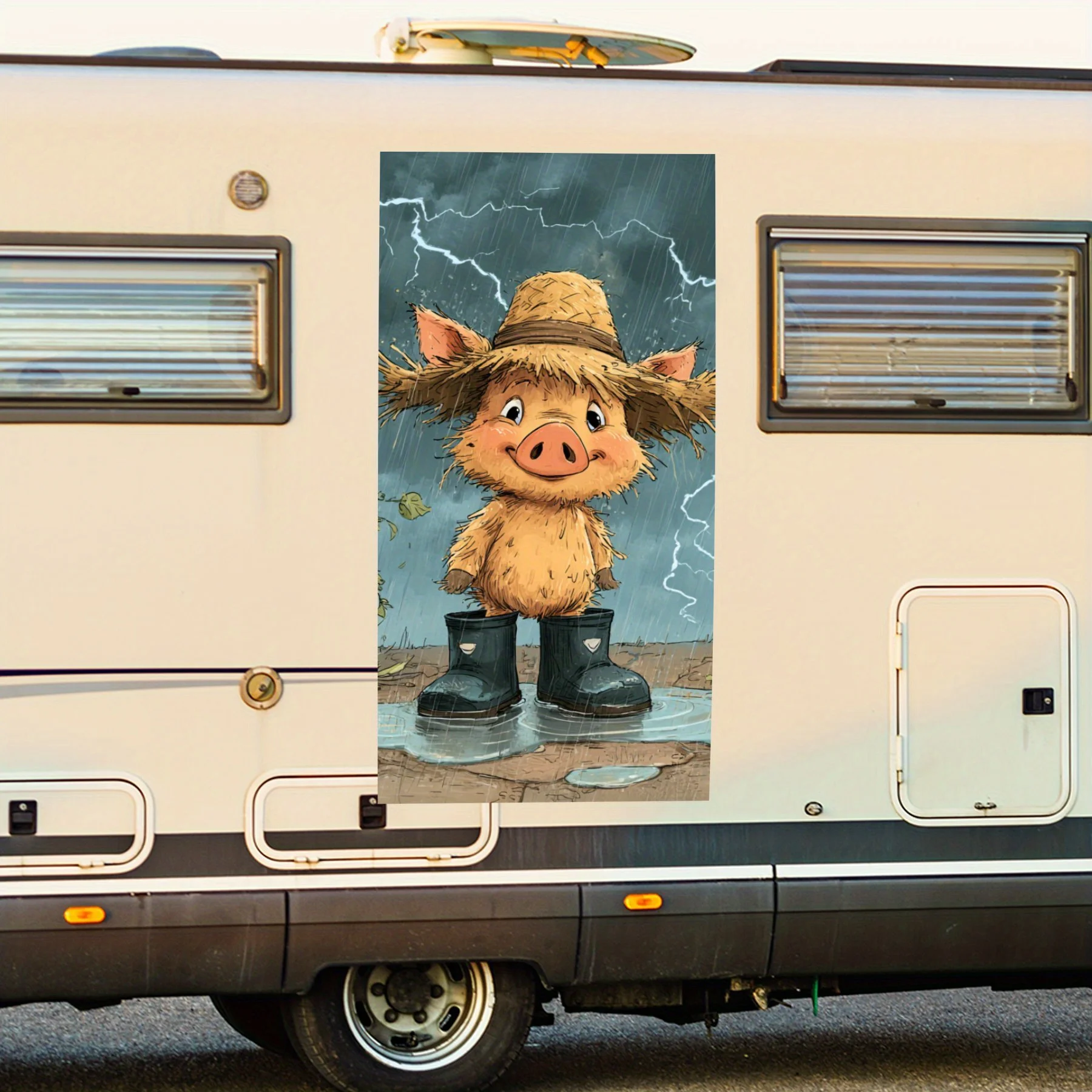 

Pig i - Vinyl Decal for RV Rear, Waterproof Self - Adhesive Vinyl Stickers for RV Tail and Bumper, Decoration - Protection RV Vi