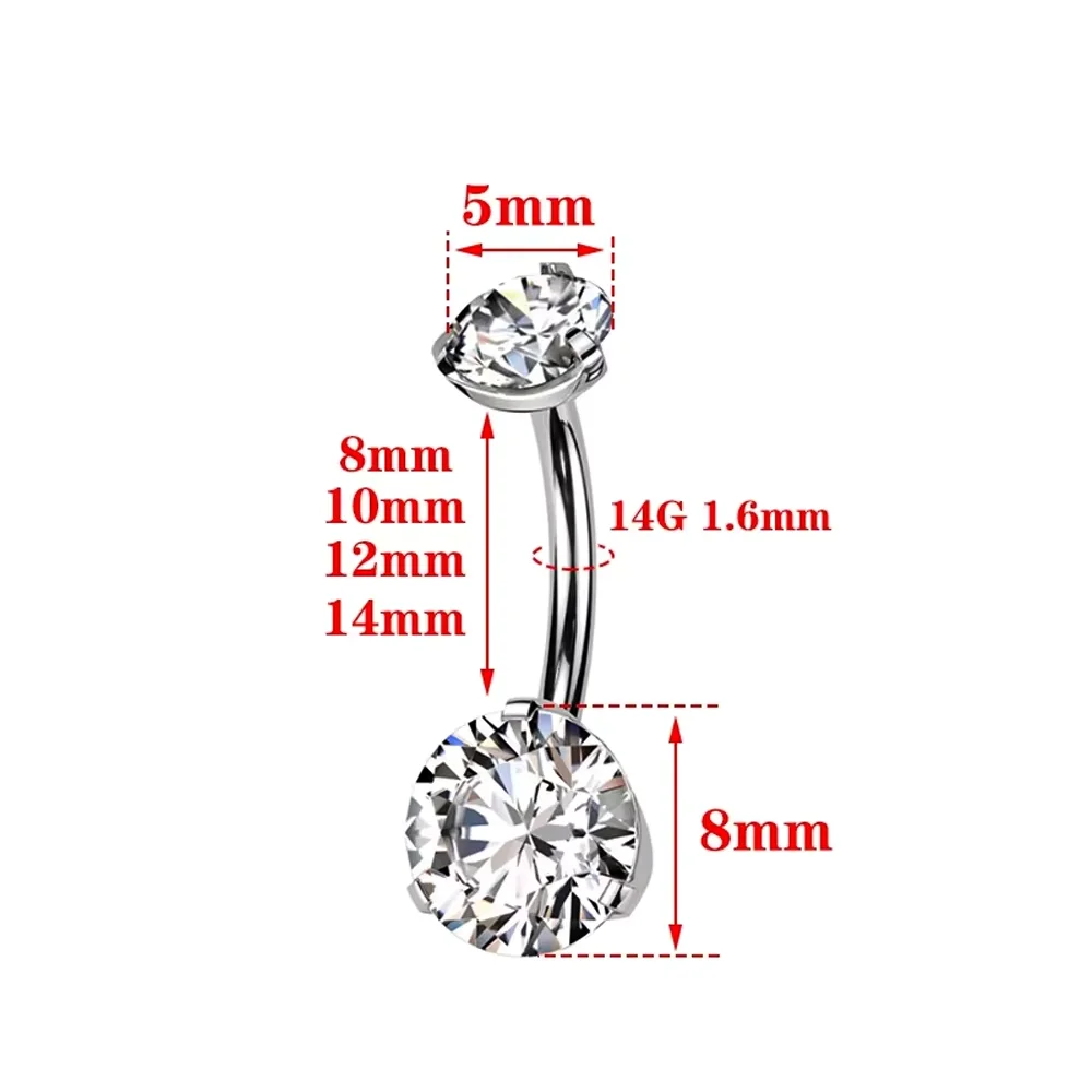 F136 Titan Banana Bend Nabelpiercing Schmuck Bauchnabelring Piercing Barbell 8/10/12/14 mm hypoallergen für Damen Herren – Detail 2