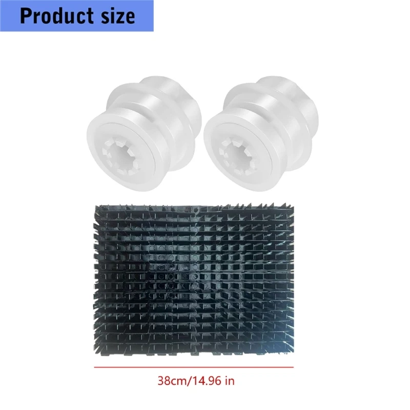 Three-Piece Pool Cleaner Parts Set for Worn Part Replacement, Black Rubber Cleaning Brush with Two White Guide Wheel A2BB