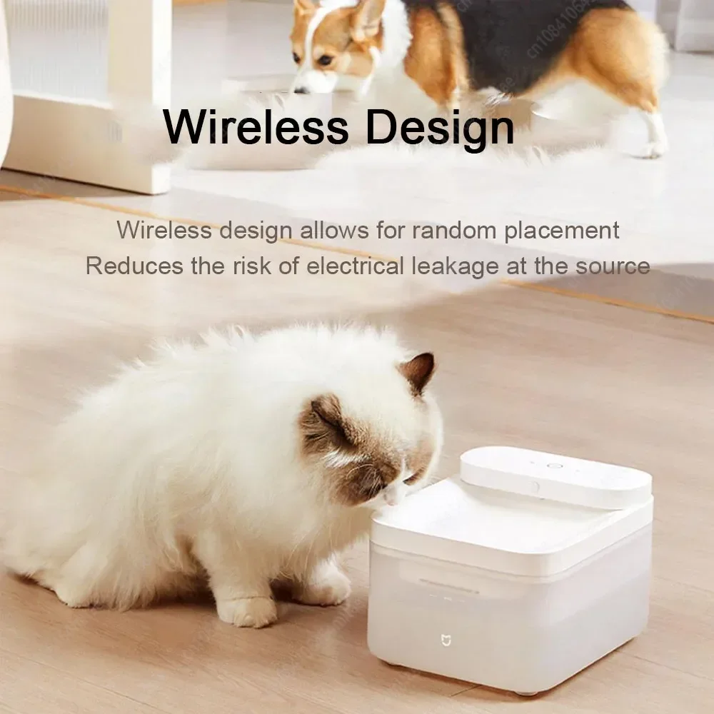 Xiaomi Mijia Wireless Smart Pet Water Drinking Dispenser Fountain Dog Cat Automatic Mute Pet Drink Feeder Bowl Works Mijia APP