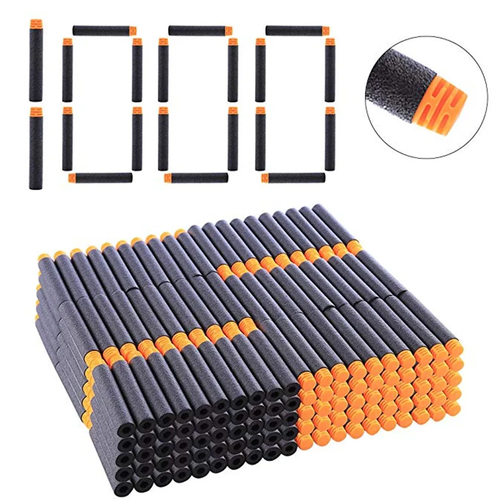 1000PCS Black Toy Gun Bullets 7.2cm*1.3cm Refill Darts For Nerf Series Blasters Xmas Kid Children Gift High Buffered Soft EVA