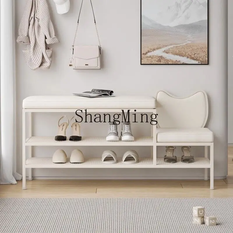 

CL door can sit shoe cabinet sitting stool integrated cream wind long strip shoe stool shoe rack