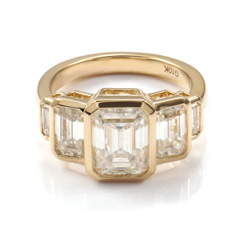 Provence 10K/14K/18K Moissanite Eternity Rings for Women 2CT Emerald Cut D Color VVS1 Women's Promise Rings With GRA Certificate
