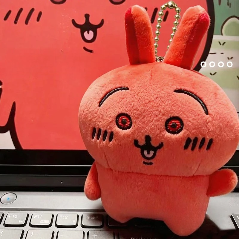 10cm Hot New Chiikawa Red Hot Usagi Plush Keychain Cute Angry Red Rabbit Charm Kawaii Anime Meme Bag Charm for Fans