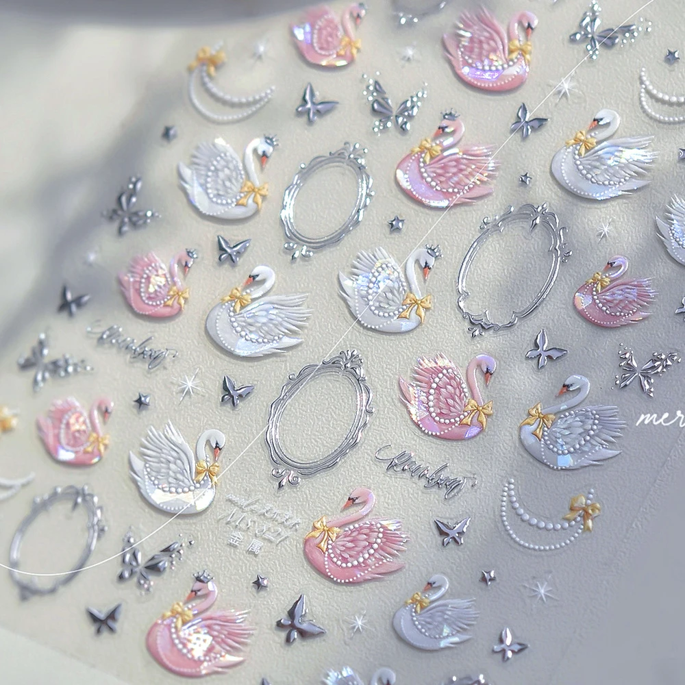 5Dメタルフィッシュネイルアートステッカー、小さな魚群、波、夏のビーチ、セルフ接着デコレーション、マニキュアデカールDIY