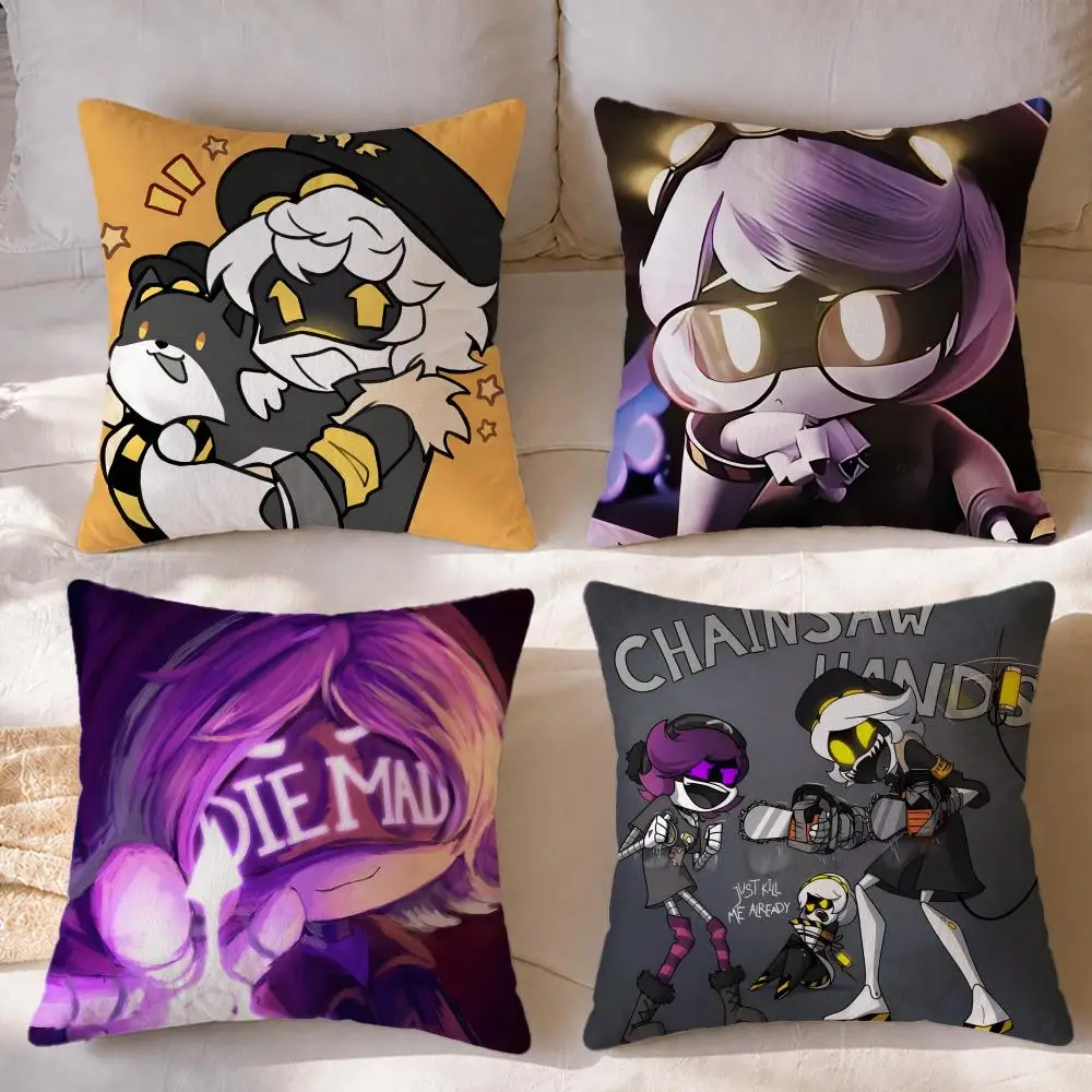 Cartoon Murder Drones Cushion Cover Short Plush Cushion Cover Double Sided Print Washable Sofa Pillowcase Home Decor Gift