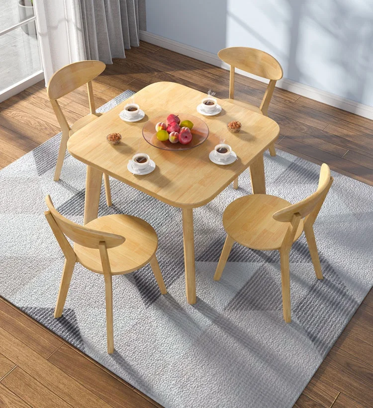 Nordic all solid wood dining table household small family size small four square table log wind square