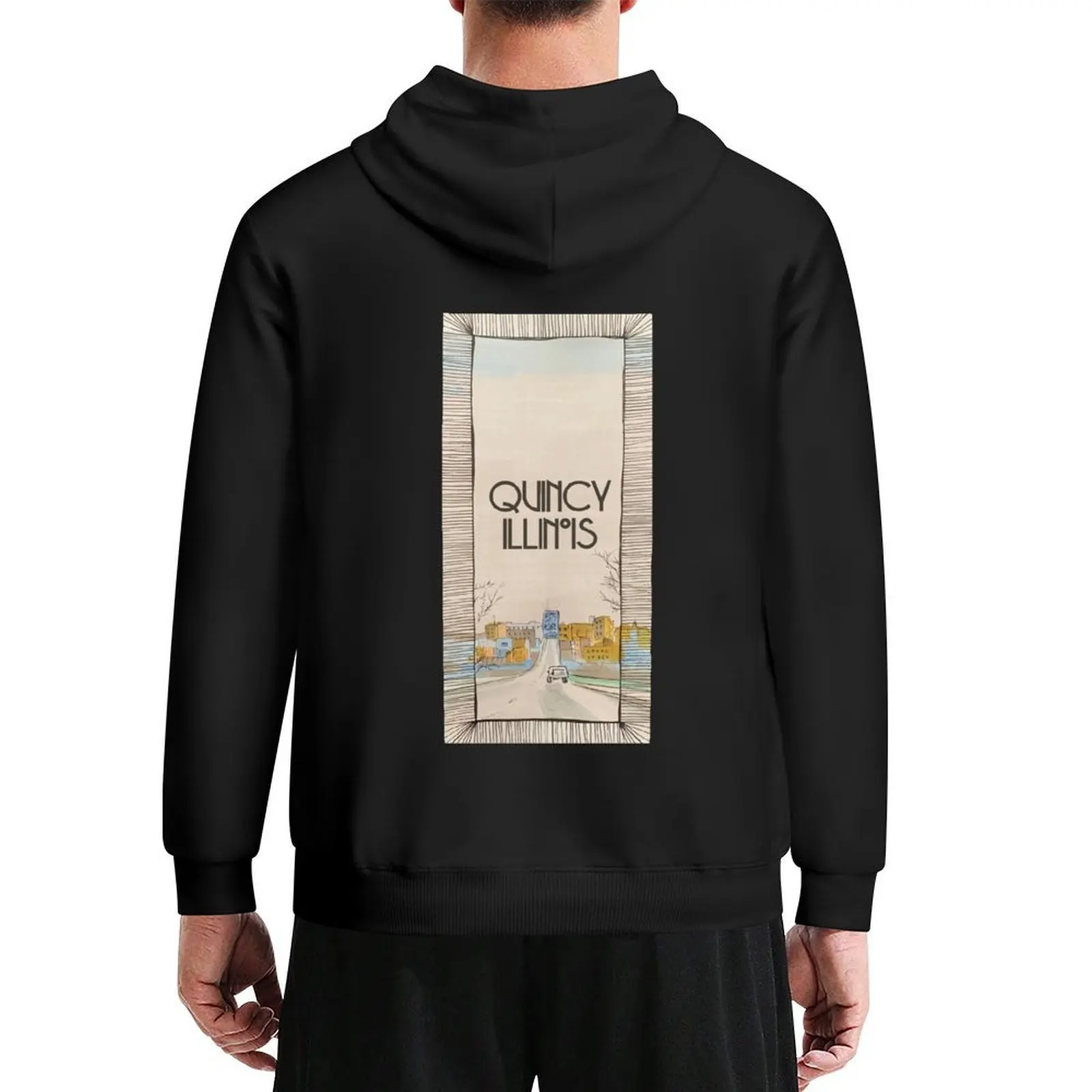 

Quincy Bridge Neutral with Text Hoodie men wear mens designer clothes graphic t shirts men korean clothes hoodie