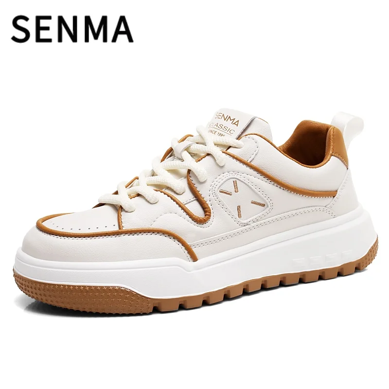 

SENMA Men's leather Casual Shoes Original White Versatile Boardshoes Male Lightweight Thick Soled Sport Shoes Tennis Zapatillas