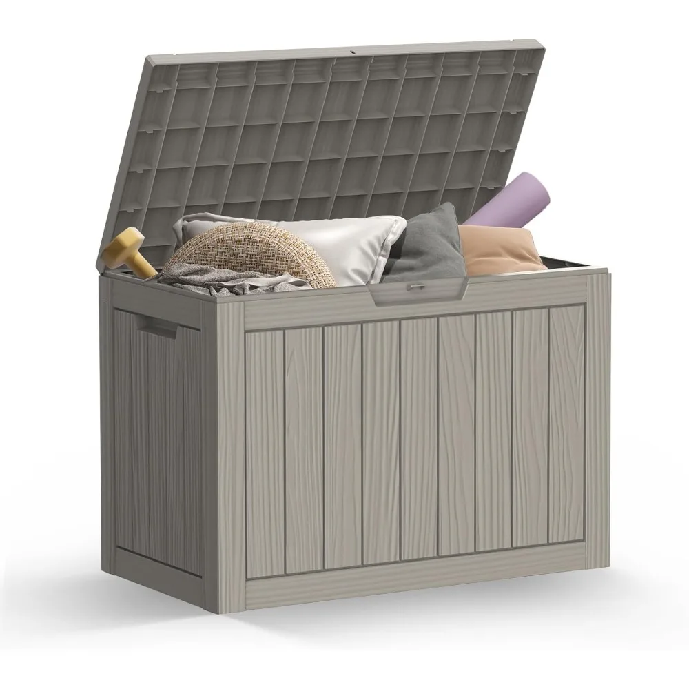 صندوق تخزين راتينج مقاوم للماء والطقس والأشعة فوق البنفسجية، مثالي للأماكن الداخلية والخارجية ووسائد أثاث الفناء ومستلزمات حمام السباحة #1