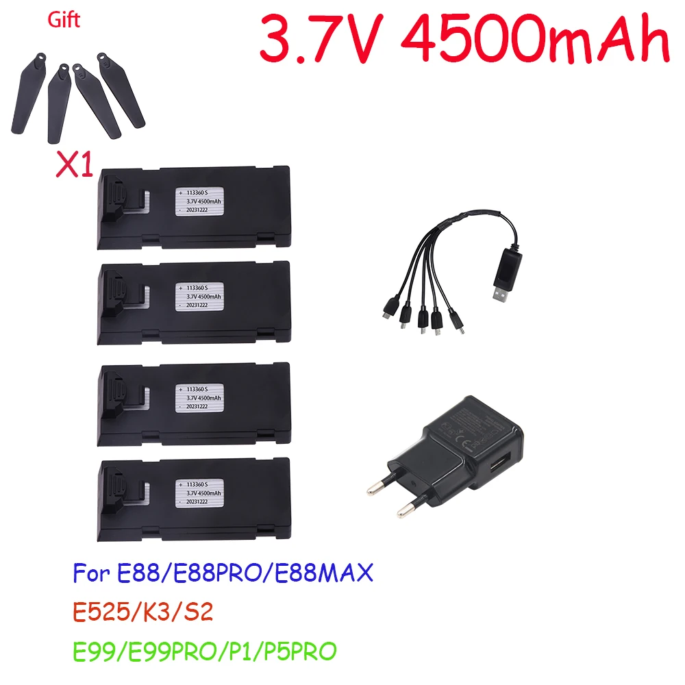 3.7V 4500Mah RC Drone Battery Accessory For E88 E88PRO E99 K3 Ls-E525 E525 PRO Mini Uav Drone Battery Special Battery Rc Parts