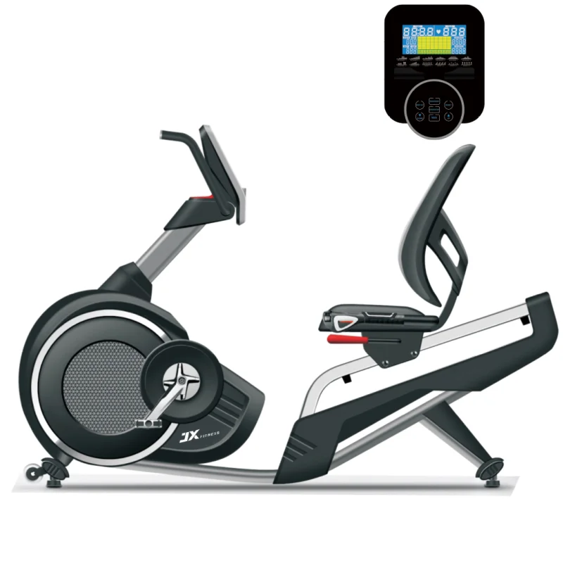 Horizontal magnetic control exercise bike, home indoor back-to-back pedal cycling lazy bike