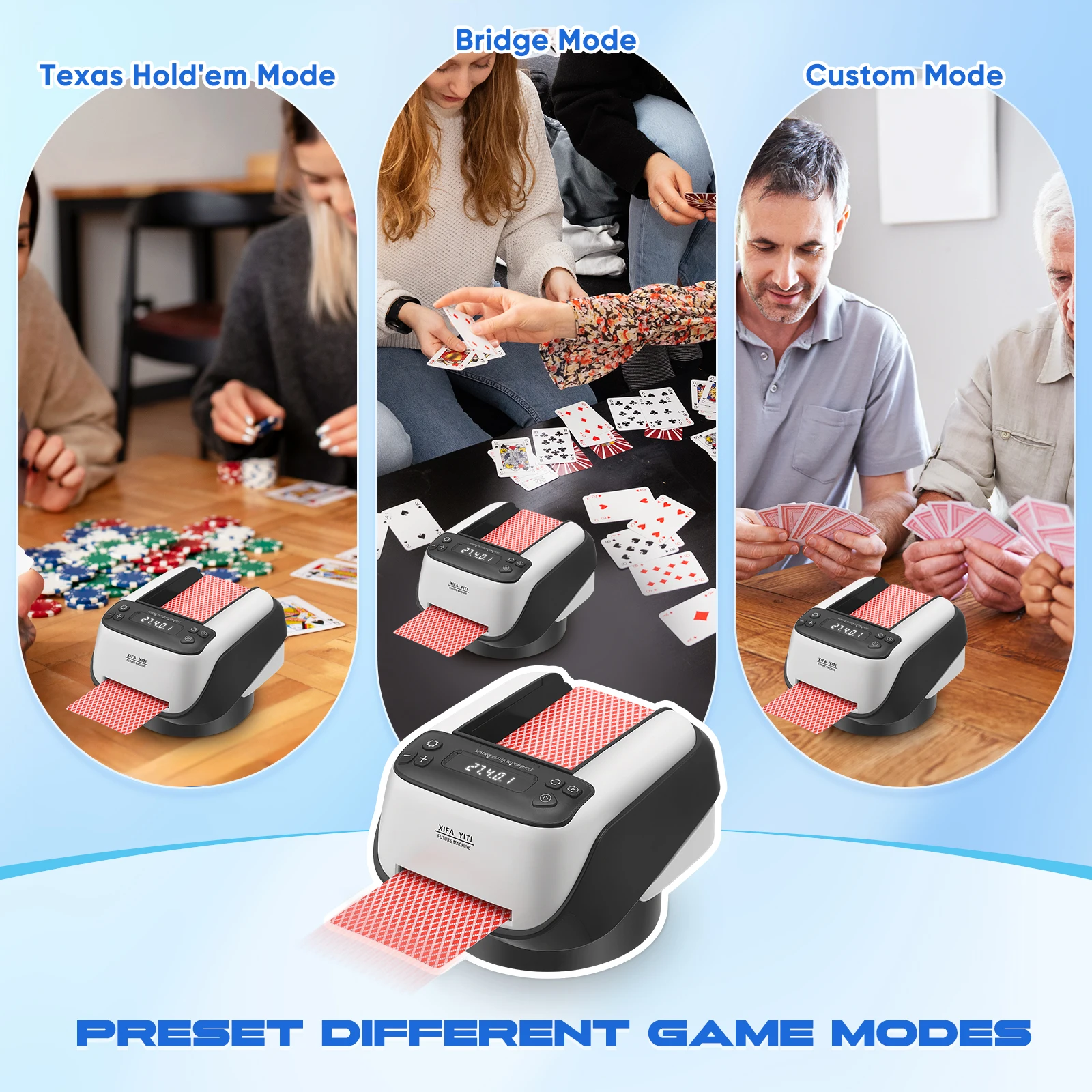 2 في 1 التلقائي بطاقة المتثاقل وتاجر موزع أوراق اللعب خلط أداة التعامل ألعاب الحفلات المنزلية آلة البوكر #6