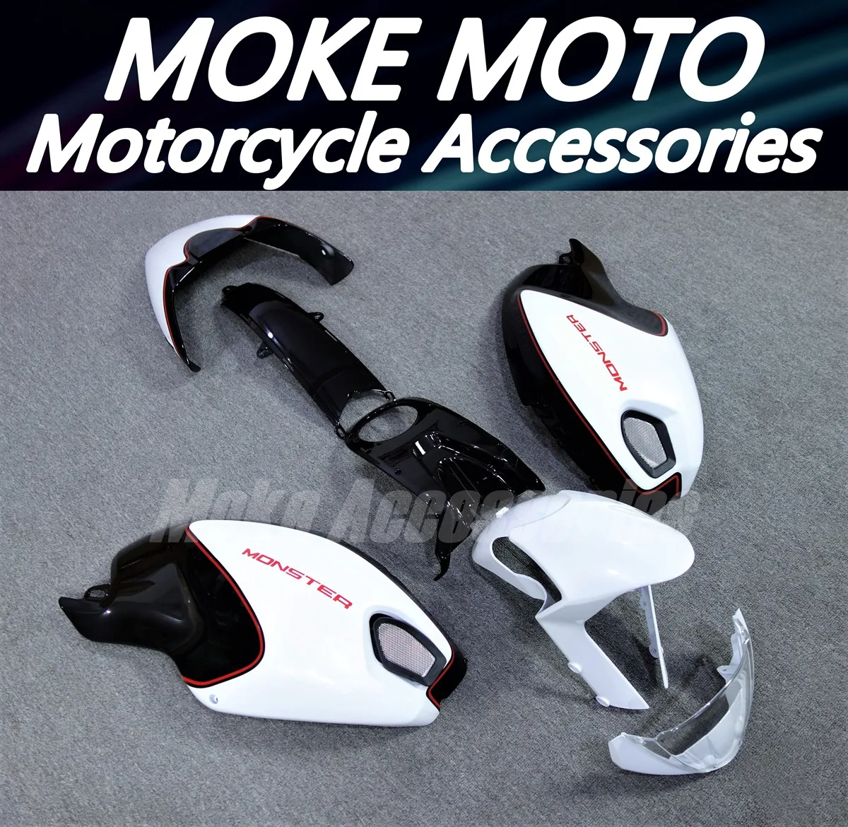 Fairings Kit Fit For Monster 696/796/795/m1000/m1100 2009 2010 2011 Bodywork Set ABS Injection New Pearl white