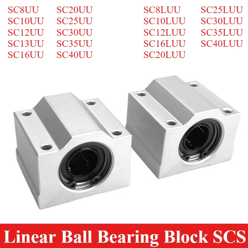 1/2/4pc SCS10UU SCS12UU SCS16UU SCS20UU SCS25UU SCS30UU SCS35UU SCS40UU Linear Ball Bearing Block Slide Unit for CNC 3D Printer