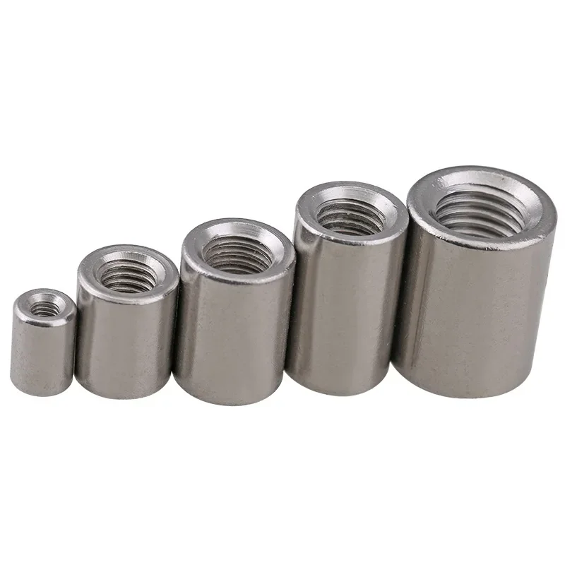 

304 stainless steel fine teeth long round nut nut fine pitch connection nut M8M10M12M14M16 Pitch 1.0 1.25 1.5 height 20 25 30