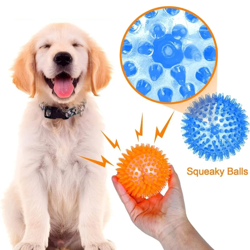 Pet Dog Toys Cat Puppy Sounding Toy Polka Squeaky Tooth Cleaning Ball TPR Training Pet Teeth Chewing Toy Balls Accessories