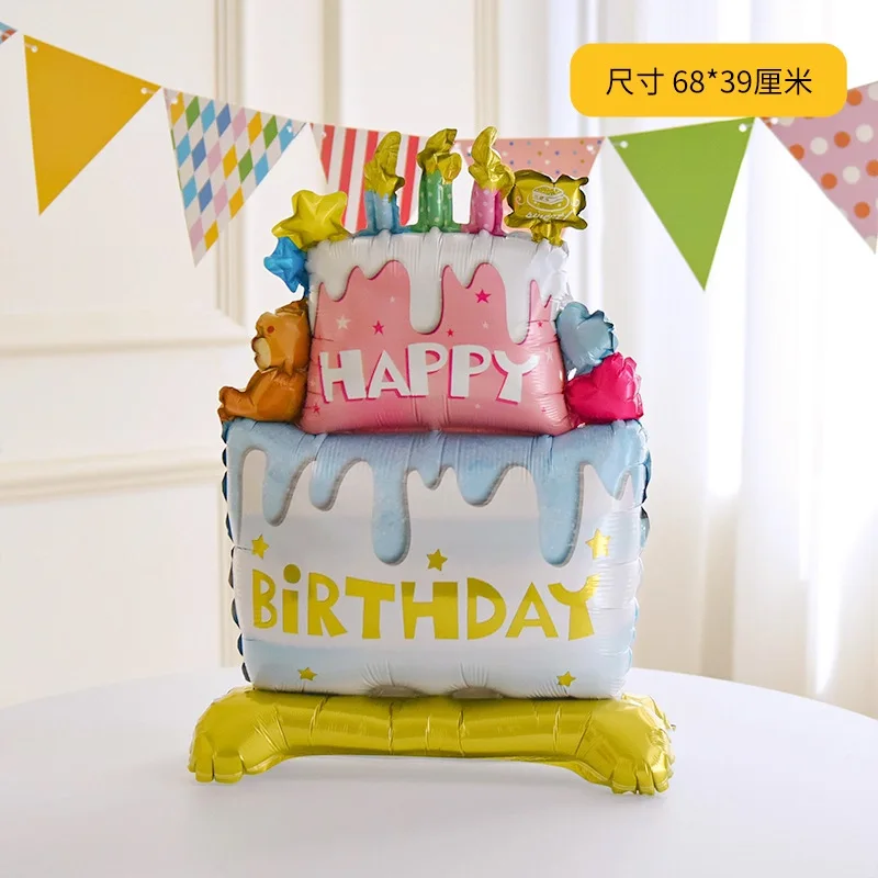 جديد الكرتون قاعدة الوقوف كعكة بالونات الأطفال الكبار عيد ميلاد سعيد بالونات ديكور استحمام الطفل صور الدعائم العرض