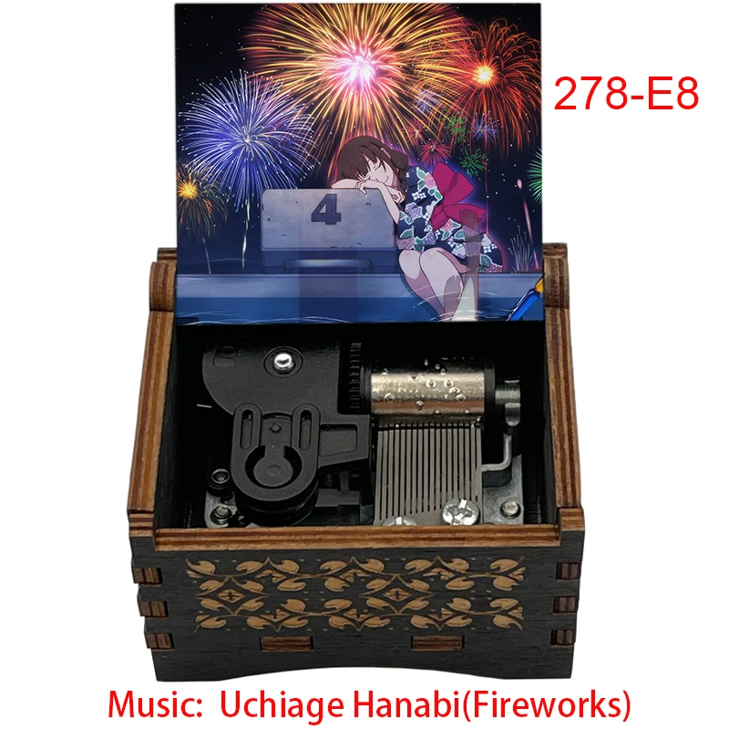 Anime Movie Fire-works Wooden Music Box Uchiage Hanabi Song 18 Note Musical Movement Fans Friends Family Birthday Party Gift