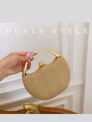 Luxury Gold Metal Handle Women's Handbag Fashion Glitter Shiny Evening Bag Wedding Party Clutch Purse Shoulder Crossbody Bag