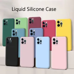 Candy Silicone Case For Iphone 15 14 13 12 11 Pro Max 14 Plus 13 mini Camera Protective Soft Full Cover