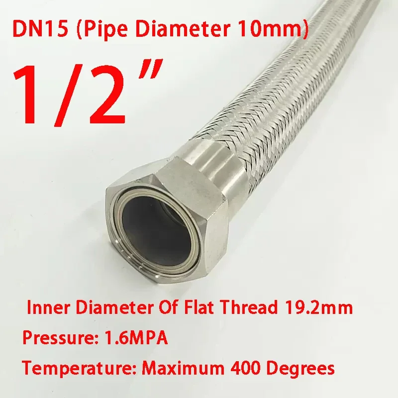 

304 Stainless Steel Bellow Basin&Toilet Water Weaved 1/2"Plumbing Hose,Bathroom Heater Connect Corrugated Pipes With Wrench Pipe