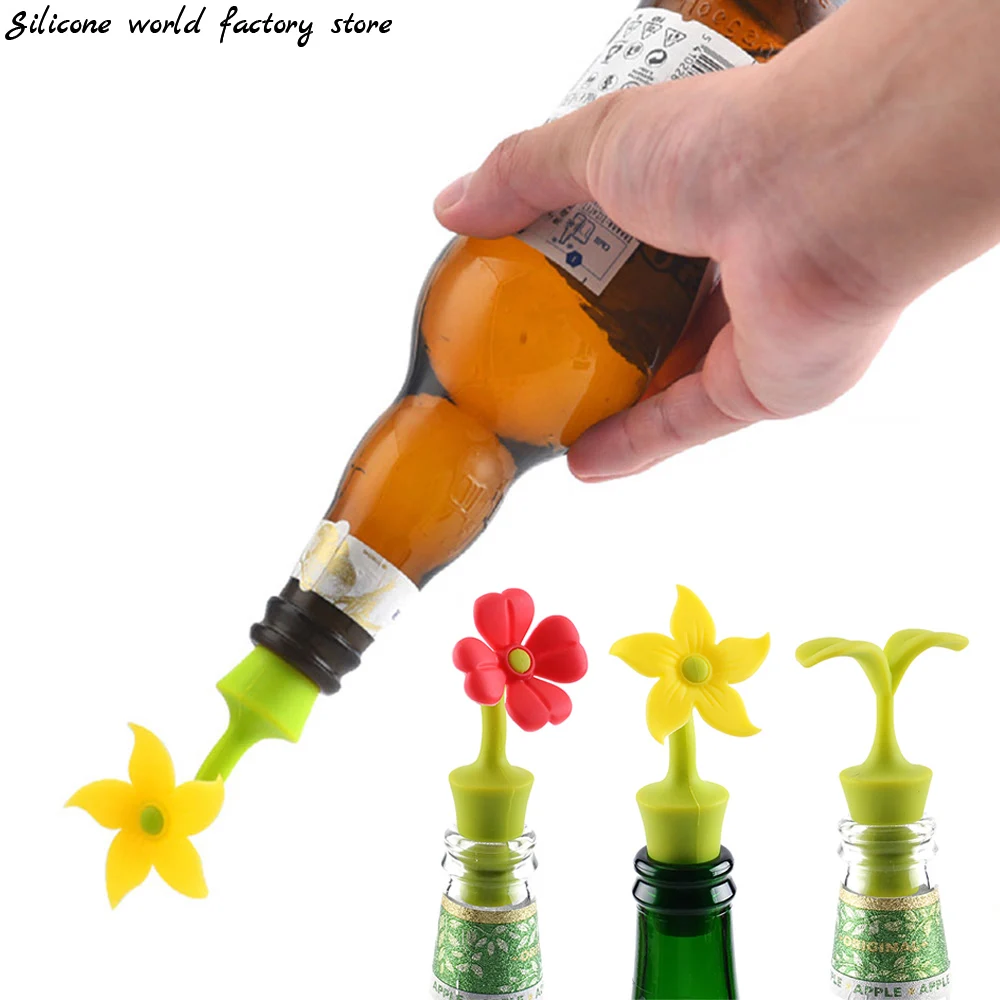 Silicone world Bauhinia Flower Silicone Wine Stopper Vacuum Red Wine Bottle Stopper Sealed Champagne Drinks Wine Stopper Tools