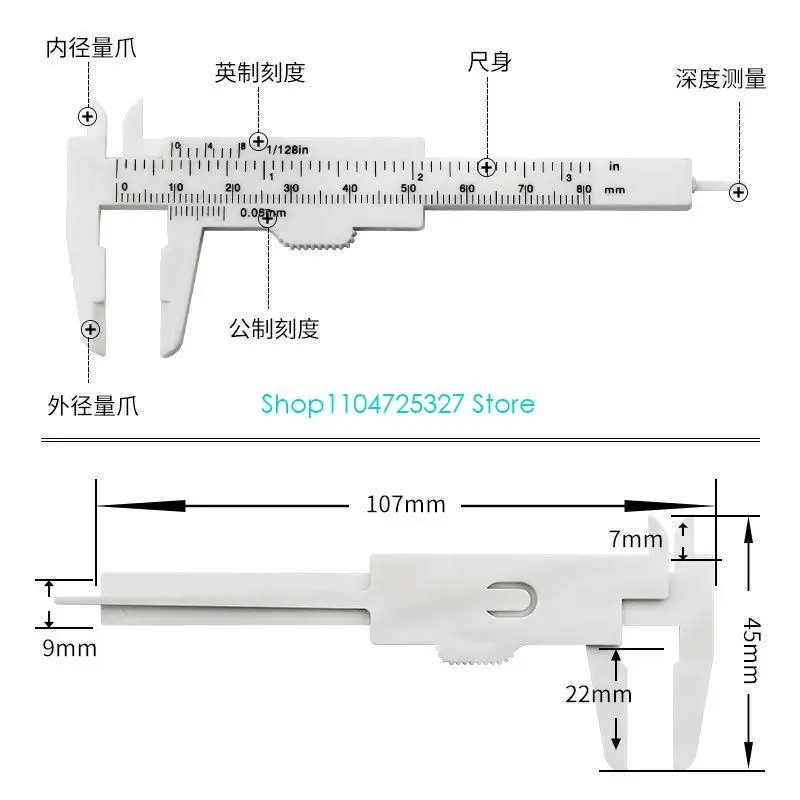 D8KF Stainless 0-80mm Caliper-Vernier Micrometer Ruler Gauge Meter Double Ruler Scale