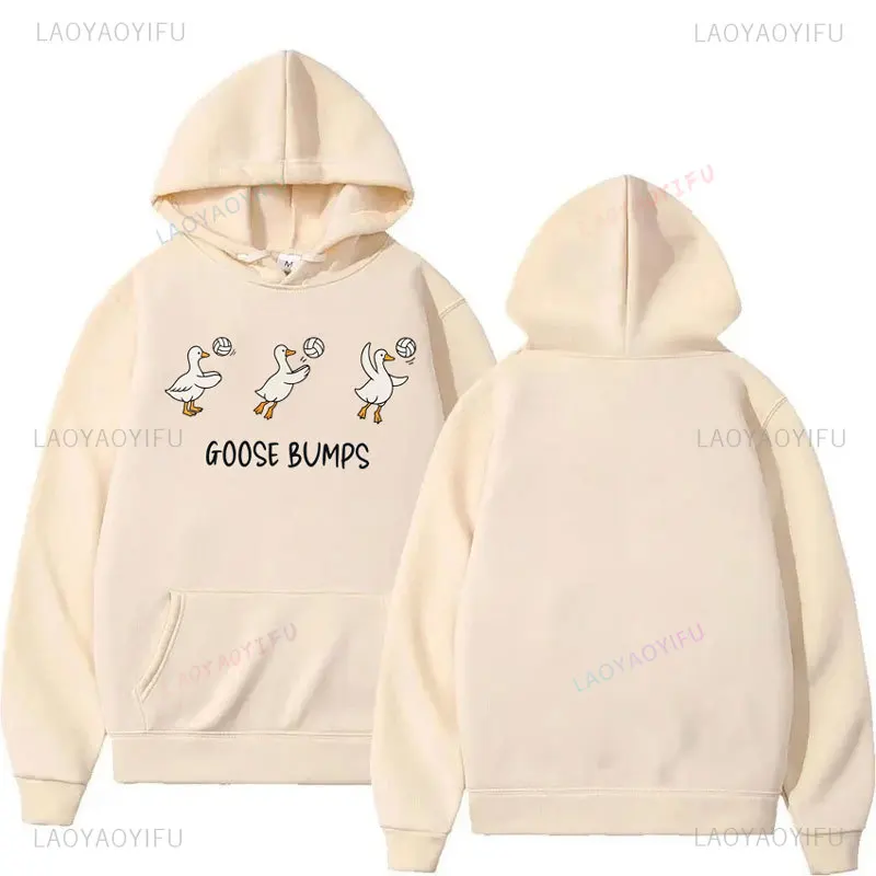 Funny Goose Sweatshirt Cute Duck Goose Bumps Pullover Fashion Tops Women's Long Sleeve Clothing Hoodies Comfortable Pullover