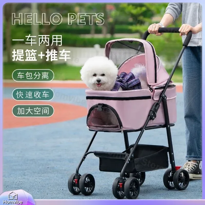 Foldable Pet Stroller for Small Dogs Cats Lightweight Portable Puppy Carrier Outdoor Travel Trolley Jogging Pushchair Home