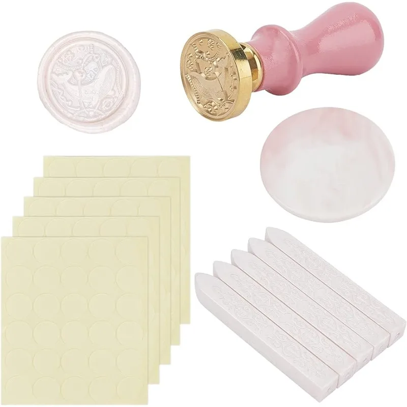 

1set Wax Seal Stamp Set Whale with Wax Seal Sticks Pink Ceramic Cooling Plate Stickers for Thanksgiving Christmas Business