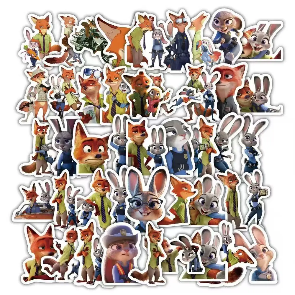 60 pieces of Judy and Nick stickers from Zootopia (Disney) - couple-themed DIY waterproof decorative scrapbook materials