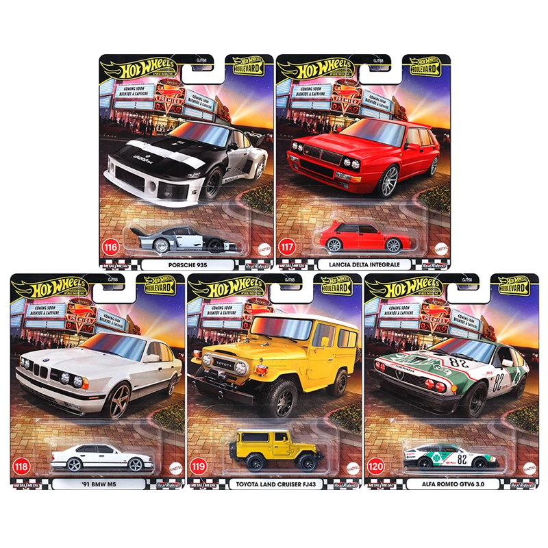 Предпродажа Hot Wheels Premium Boulevard 24. # 116-120 Porsche 935 BMW M5 Lancia Delta Toyota Land Cruiser Alfa 1/64 Игрушечный автомобиль GJT6