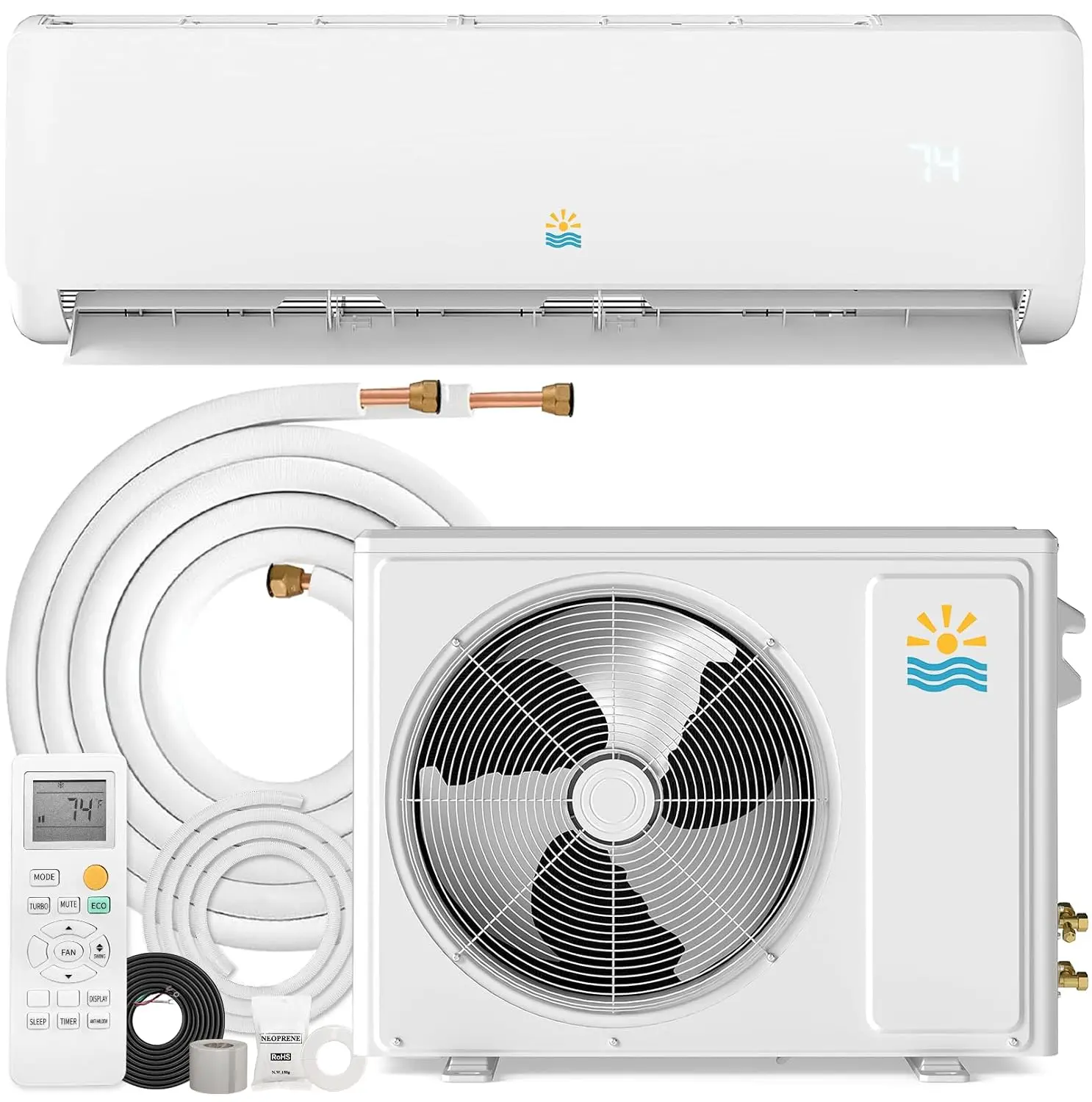 18000 BTU Mini Split AC & Heating System, Heat Pump, 19 SEER2, 230V | AHRI Certified, ductless inverter design,, Custom