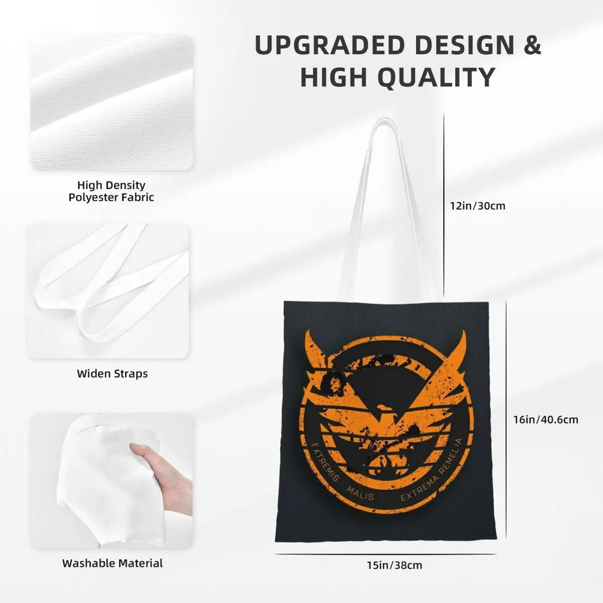 The Division 2 Shd الاستراتيجية قسم الوطن أكياس التسوق للطي قماش حمل حقيبة السيدات حقيبة كتف حقيبة يد للسفر