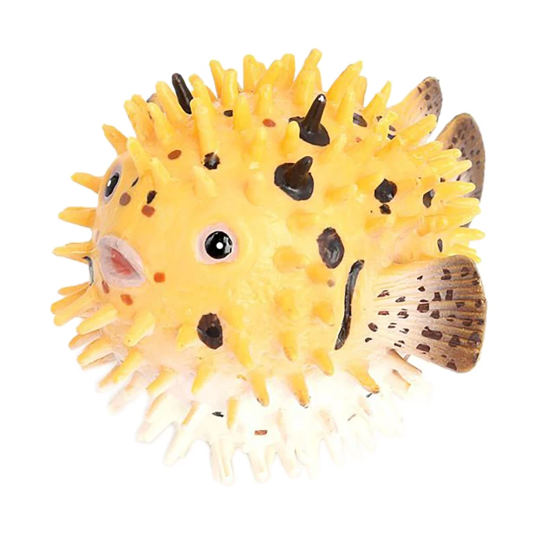 Puferfish Figurine plastik realistis, Set patung kecil ikan Pufferfish untuk koleksi sains pendidikan Model hewan