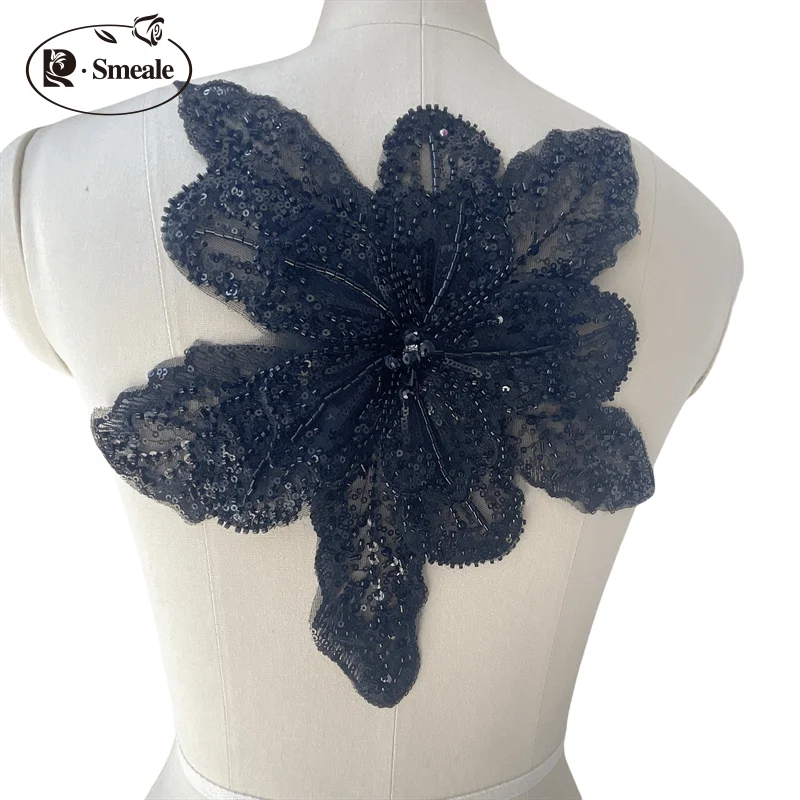 Dreilagige bestickte Perlen-Pailletten, große Applikation, große Blumen, DIY-Kleidung, Kleid, Heimdekoration, Aufnäher-Zubehör RS 253202 – Detail 11