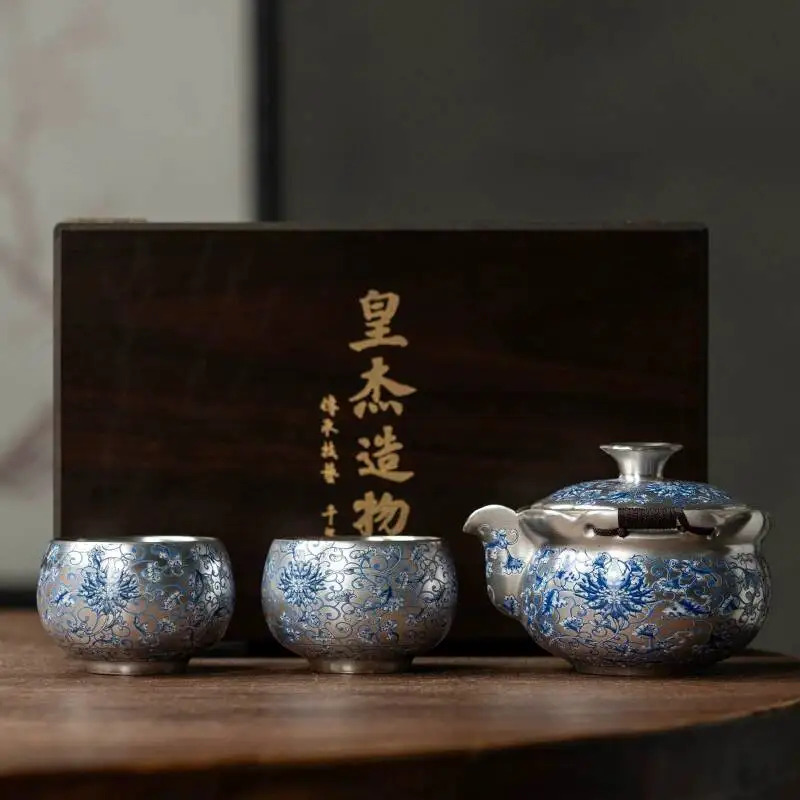 

High End Silver Plated Tea Gift Set Elder Teacher Birthday Gift Corporate Leader Buine For Foreigner