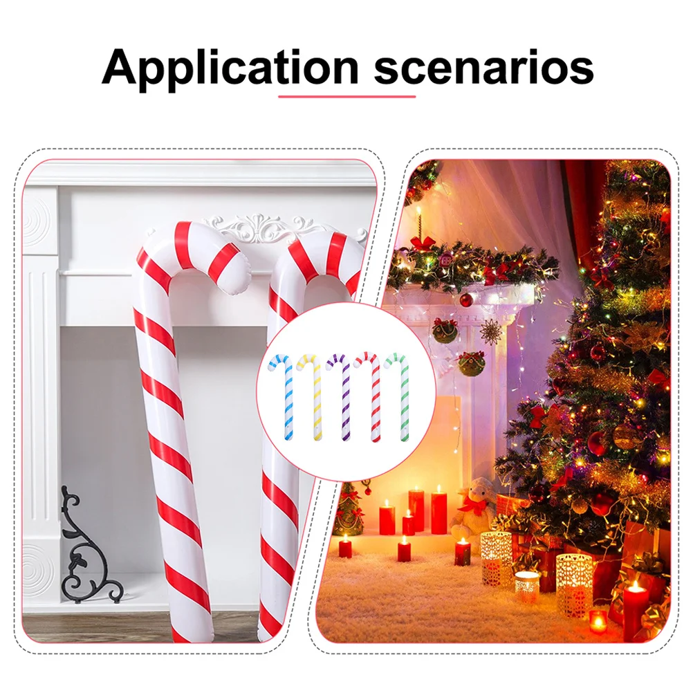 

10 Pcs Inflatable Crutches Candy Cane Decorative Canes Sugar Giant Decorations Pvc Creative Balloons Man