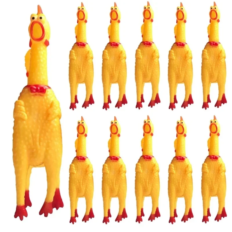 1 Stück Neues Quietschspielzeug für Hunde, schreiendes Huhn, Quetsch-Hundespielzeug, langlebig und lustig, gelbes Gummi-Auspuff-Huhn-Spielzeug