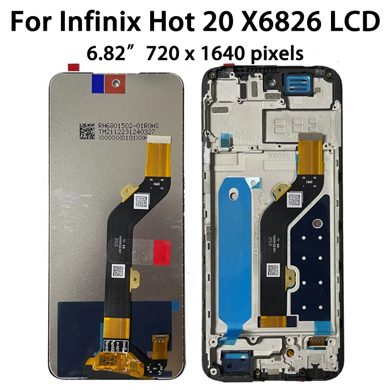 6.82\'\' Tested Hot20 Screen For Infinix Hot 20 X6826 X6826B X6826C LCD Display Touch Screen Digitizer Assembly