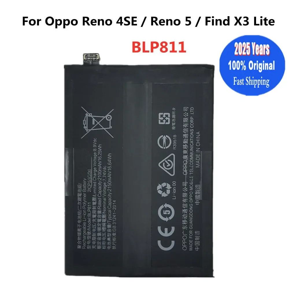 

BLP811 Original Battery For Oppo Find X3 Lite / Reno4 SE Reno5 5G Phone Batteries 4300mAh + Free Tools