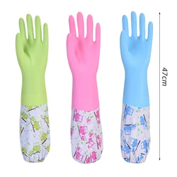 Haushalts handschuhe latex freie Reinigungs handschuhe extra lange Manschette 47cm und Vinyl strukturierter Griff 1 Paar