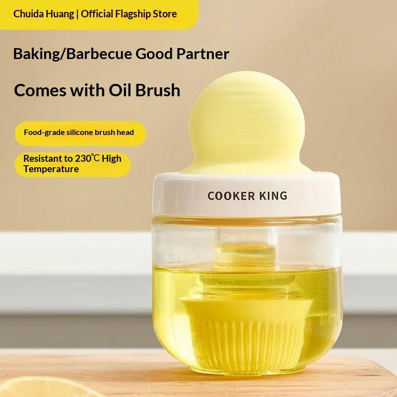 Cooker King Food Grade Silicone Oil Brush Integrated Glass Oil Bottle For Kitchen Baking BBQ Special Kitchen Utensil