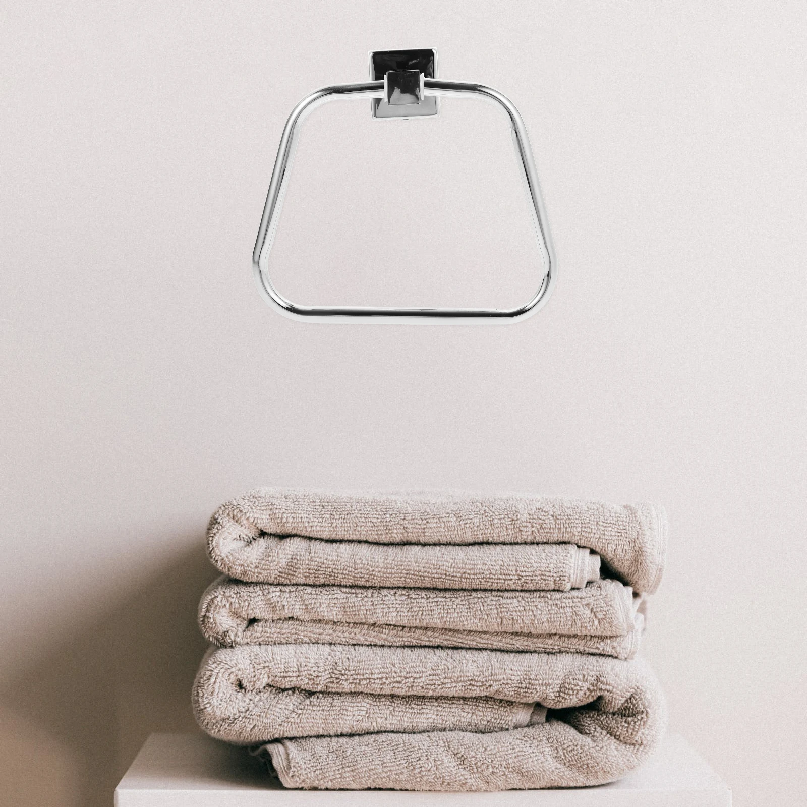 

1pc Stainless Steel Wall Mounted Bathroom Ring Space Saving Towel Hanger For Hand Towels Easy Install Kitchen Bath Towel