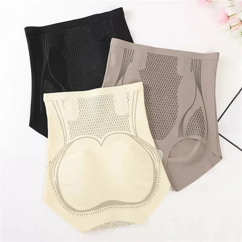 1 X Ice Silk Shapewear Panty High Waisted Tummy Tucking & Hip Lifting Fiber Repair Shaping Panty Postpartum Girdle Body Panty