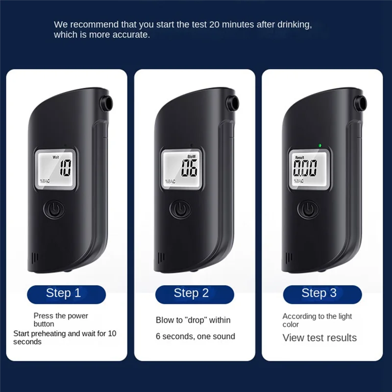ABJO-1 PCS Alcohol Tester Mr689 Breath Alcohol Concentration Detector Black Plastic High Precision Measuring Instrument