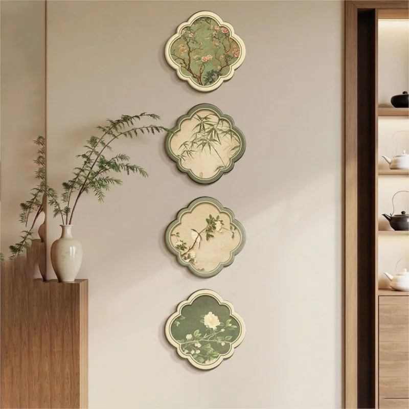 Green Hanging Painting Song Style Flower Decoration Painting TV Cabinet Chinese Style Entrance Hall Living Room Painting ZJ71